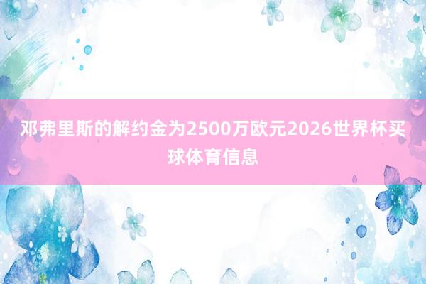 邓弗里斯的解约金为2500万欧元2026世界杯买球体育信息