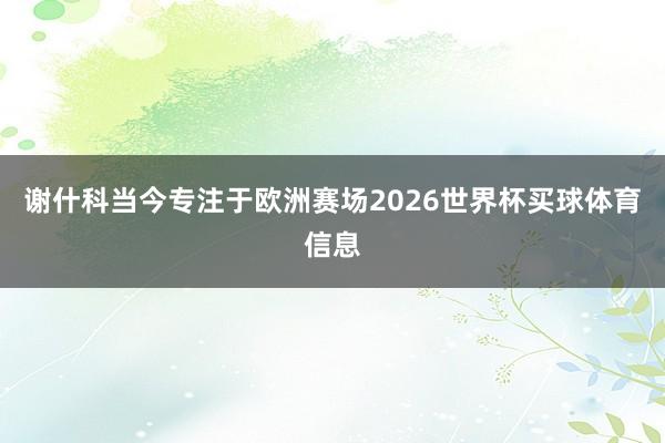 谢什科当今专注于欧洲赛场2026世界杯买球体育信息