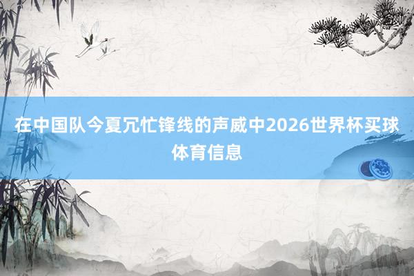 在中国队今夏冗忙锋线的声威中2026世界杯买球体育信息