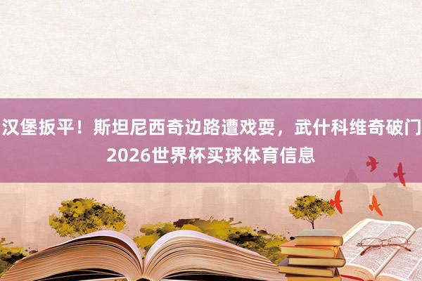 汉堡扳平！斯坦尼西奇边路遭戏耍，武什科维奇破门2026世界杯买球体育信息