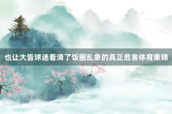 也让大皆球迷看清了饭圈乱象的真正危害体育集锦