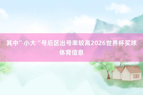 其中”小大“号后区出号率较高2026世界杯买球体育信息