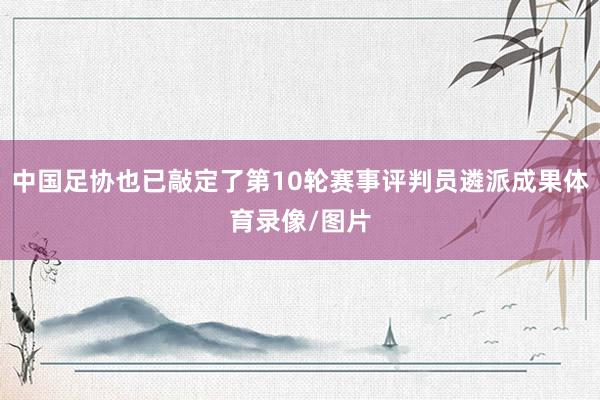 中国足协也已敲定了第10轮赛事评判员遴派成果体育录像/图片
