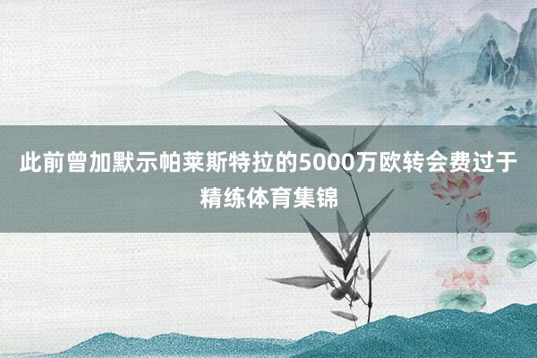 此前曾加默示帕莱斯特拉的5000万欧转会费过于精练体育集锦